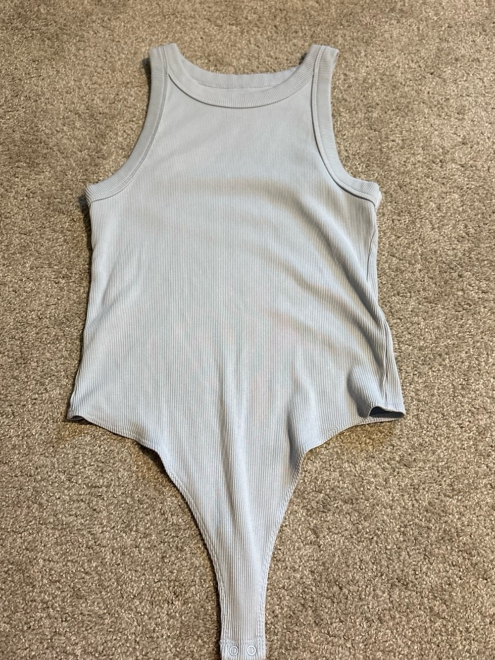aerie American Eagle Light Blue Ribbed Tank Bodysuit thong fitted